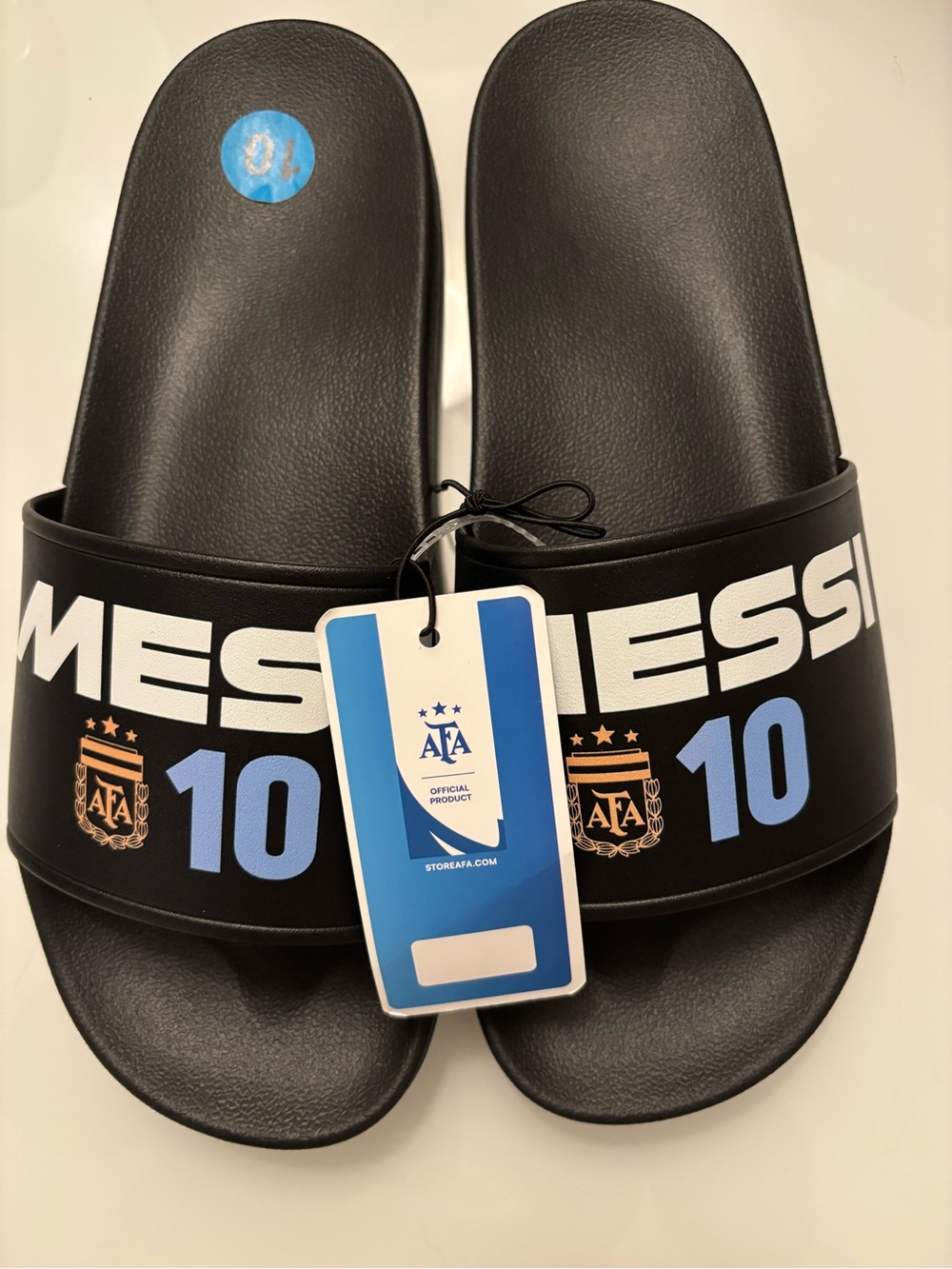 Men’s Black Slide Sandals with Light Blue Accents - Official AFA